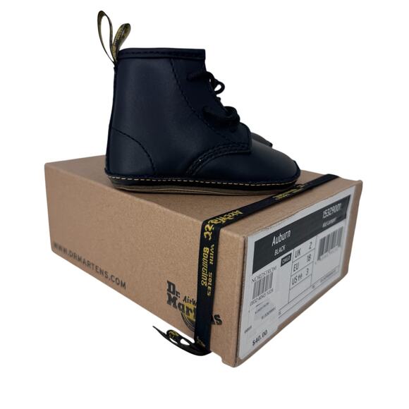 DR. Martens Nordstrom Crib Booties Baby Size 3 Black Auburn Leather Lace Up Boot - Picture 7 of 12